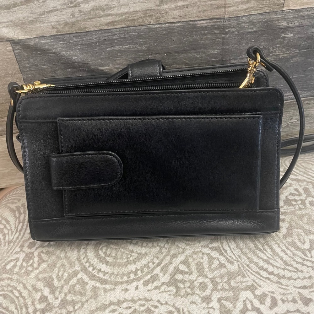 Etienne Aigner Black Leather Crossbody Bag Wallet Organizer Clutch Vintage Style - Picture 6 of 7